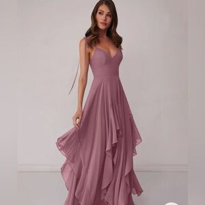 Azazie Barbie Vintage Mauve A-Line Bow Chiffon Dress Vintage Mauve